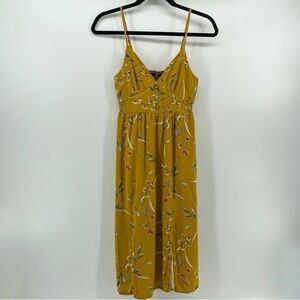 One Clothing Midi Dress Mustard Yellow Floral XS